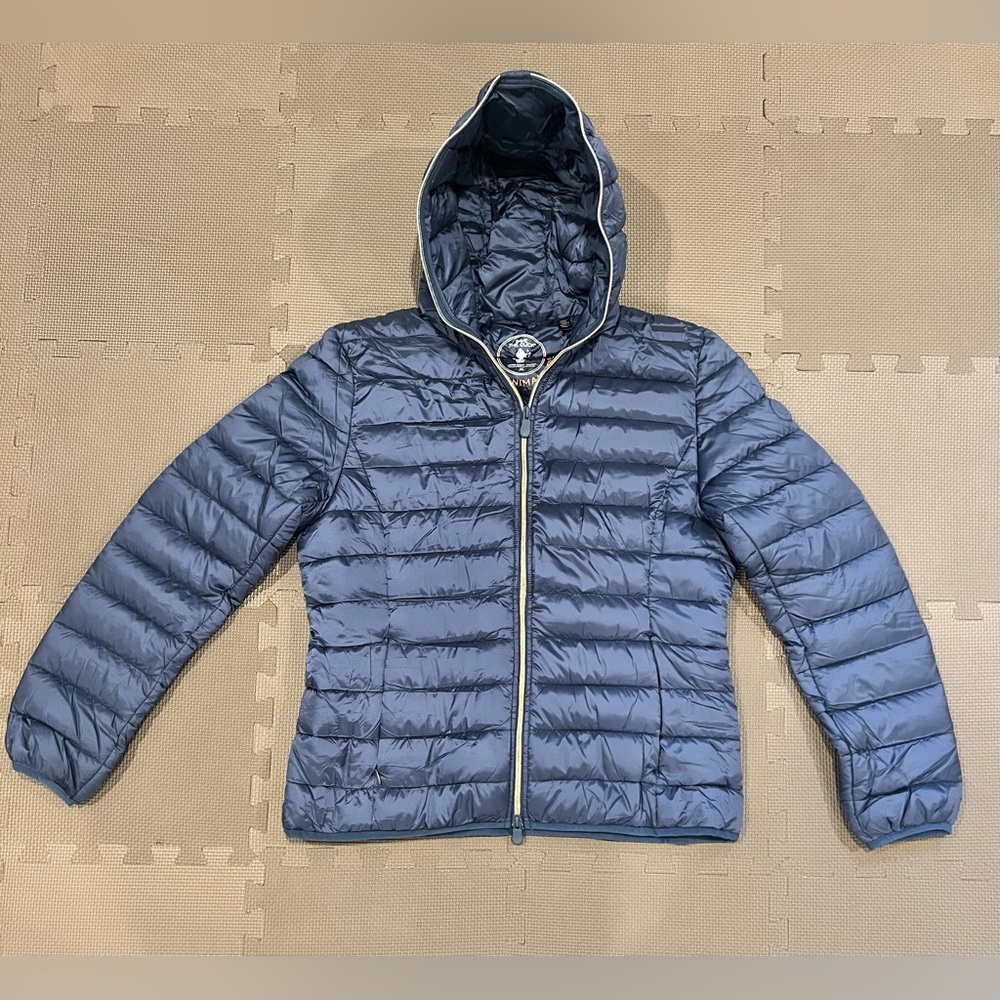 Navy Blue Hooded Puffer Jacket sm